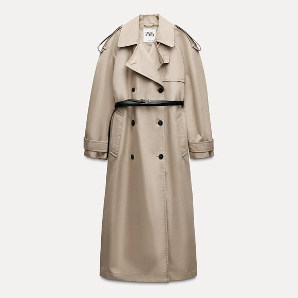 *SOLD* ZARA Oversized Double Breasted Beige Trench Coat NEW with Tags! - Picture 9 of 13